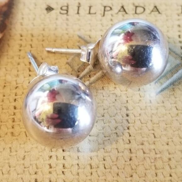 Silpada Sterling Silver Sphere Earrings Rare HTF - Picture 5 of 8